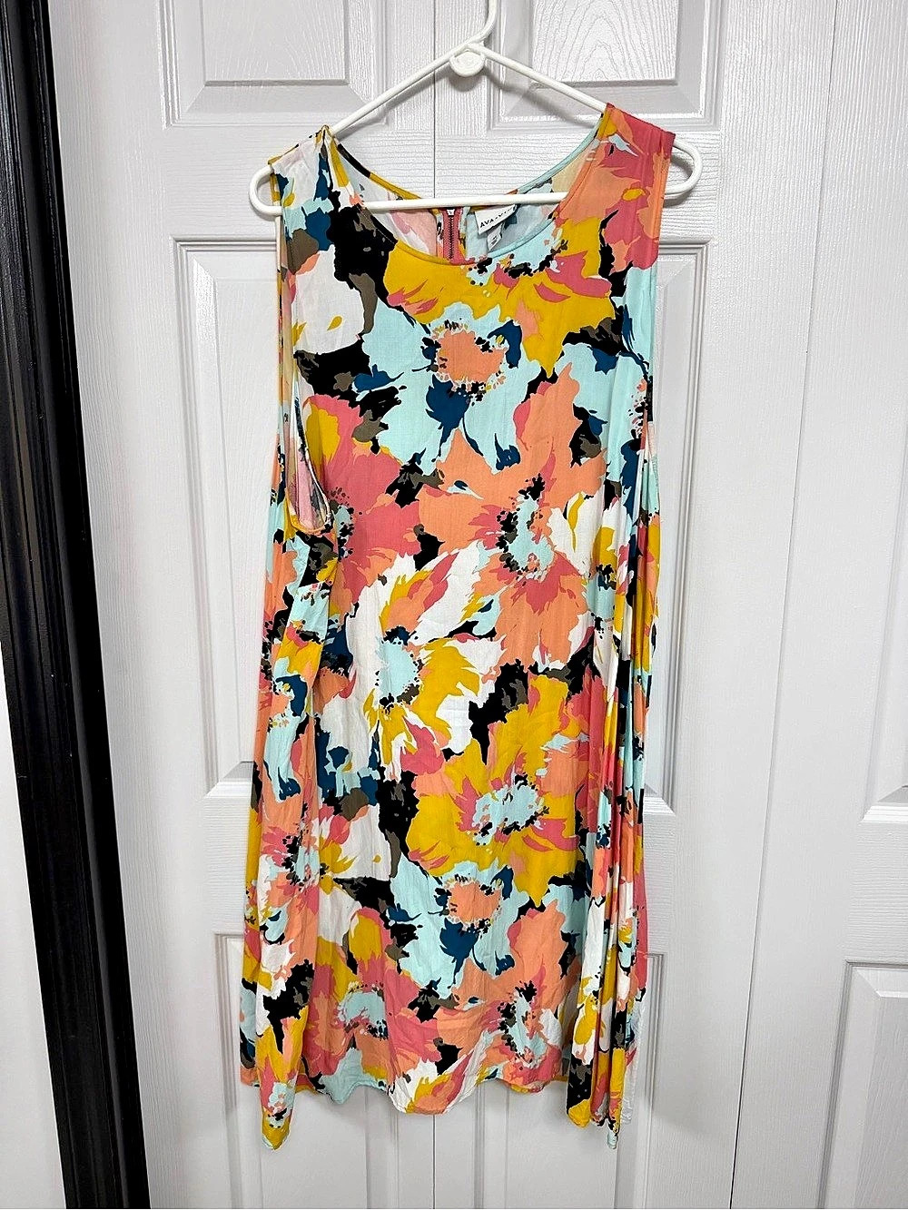 Ava & Viv Abstract Floral Dress in Pink & Gold